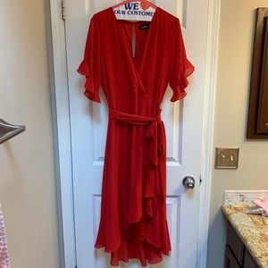 Lulu’s Red Wrap Midi Dress